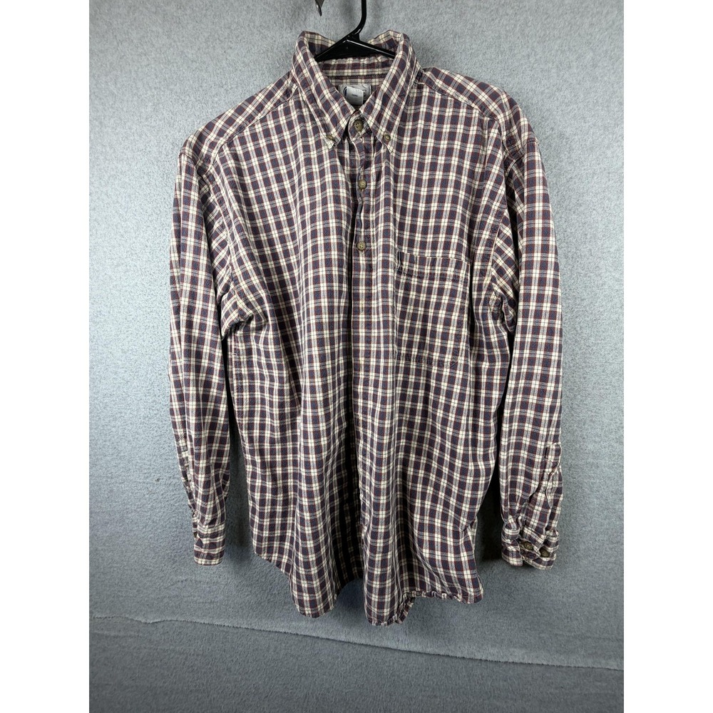 Arizona Jean Company Shirt Mens Large Red Plaid Flannel Button Up Long Sleeve